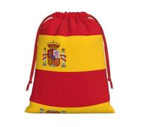 Spanish Flag Print Ultra Soft Plush Drawstring Gift Bag, Xmas Party Candy Treat Favors, Christmas Holiday Sacks, Wedding Jewelry Pouches