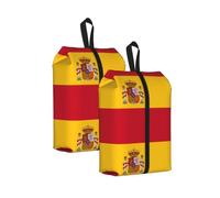 Spanish Flag Print Waterproof Shoe Bag Travel Bag with Carry Strap Storage Bag Versatile Cosmetic Bag-2pcs