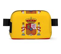 Spanish Flag Print Waterproof Sling Bag with Large Opening Side Bag Durable Waist Pack for Running Cycling Travel