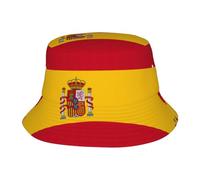 Spanish Flag Print Winter Bucket Hat Packable Unisex Sun Hat Summer Travel Beach Fishing Cap for Men Women Black, Black, One size