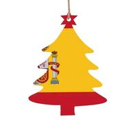 Spanish Flag Print Wooden Christmas Ornaments Collection,Festive Xmas Tree Decorations