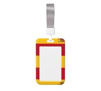 Spanish Flag Printed Card Badge Holder with Neck Strap, Vertical Cards Holder Anti-Scratch and Easy-Scan, for Office, School