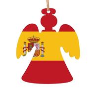 Spanish Flag Printed Christmas Wooden Pendants, Simple and Environmentally Friendly, Holiday Decorations。