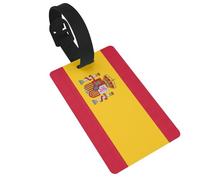 Spanish Flag Printed Small Luggage Tags Portable Bag ID Holders with Adjustable Strap for Travel Gear