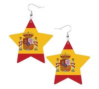 Spanish flag Prints Leather Star-Shaped Earrings Lightweight And Stylish Accessories For Parties Dances And Everyday Life.