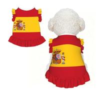 Spanish flag Ruffle Dog Dress Frilly Sleeveless Breathable Summer Party for Small Dogs Cats S