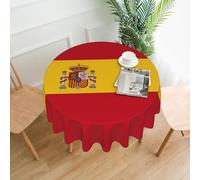 Spanish Flag Table Cloth Round Table Cover Wrinkle Resistant Waterproof Tablecloth 60 Inch Washable for Kitchen Party Picnic Fall Decorations for Home