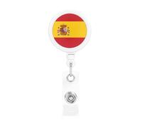 Spanish Flag The Plastic Retractable Badge Holder is Made of ABS Material and The Rope is Nylon