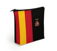 Spanish Flag Travel Makeup Bag Toiletry Cosmetic Pouch Aesthetic Organizer Pencil Case Pen Holder 8.3 X 7.5 Inch