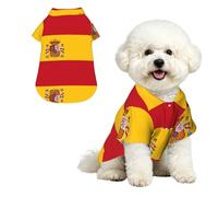 Spanish flag XL Pet Hawaiian Shirt for Small Dogs-Cute Summer Beach Outfit for Puppy, Soft Breathable Cat Clothes with Buttons