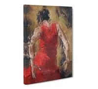 Spanish Flamenco Dancer In Abstract Modern Canvas Wall Art Print Ready to Hang, Framed Picture for Living Room Bedroom Home Office Décor, 20x14 Inch (50x35 cm)