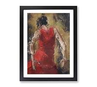 Spanish Flamenco Dancer In Abstract Modern Framed Print | A2 Black Framed Wall Art | Ready to Hang | Abstract Fantasy Picture | Living Room Bedroom Lounge Office