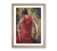 Spanish Flamenco Dancer In Abstract Modern Framed Print | A4 Oak Framed Wall Art | Ready to Hang | Abstract Fantasy Picture | Living Room Bedroom Lounge Office