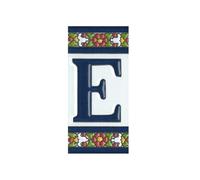 Spanish Floral Designed Ceramic Letter Tiles House Number Tiles and Frames (Letter E)