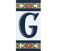 Spanish Floral Designed Ceramic Letter Tiles House Number Tiles and Frames (Letter G)