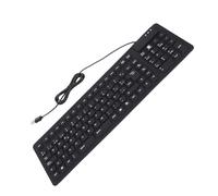 Spanish Foldable Silicone Keyboard Quiet USB Wired 108 Key for Computer Work Black