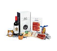 Spanish Hamper Gourmet Pack | Rioja Red Wine, Chorizo, Olives, Salsa Brava, Jamon, Chocolate Fruits, Breadsticks. GP14.