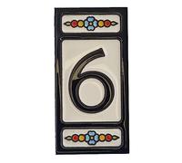 Spanish Hand-painted Atalaya Black Ceramic 11 x 5.5 cm or 2.165 x 4.331 inch House Number Tiles (Number 6 tile)