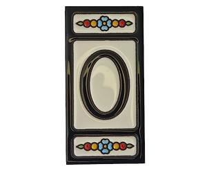 Spanish Hand-painted Atalaya Black Ceramic 11 x 5.5 cm or 2.165 x 4.331 inch House Number Tiles (Number 0 tile)