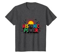 Spanish Heritage Month Hispanic Power Celebration T-Shirt, Kids, Dark Heather Grey, 8 Years
