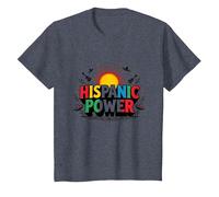 Spanish Heritage Month Hispanic Power Celebration T-Shirt, Kids, Heather Blue, 10 Years