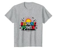 Spanish Heritage Month Hispanic Power Celebration T-Shirt, Kids, Heather Grey, 3 Years