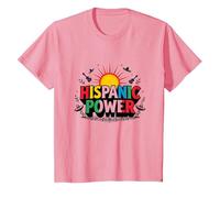 Spanish Heritage Month Hispanic Power Celebration T-Shirt, Kids, Pink, 8 Years