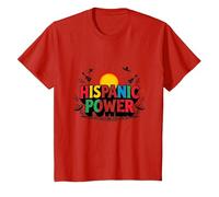 Spanish Heritage Month Hispanic Power Celebration T-Shirt, Kids, Red, 10 Years