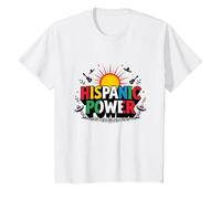 Spanish Heritage Month Hispanic Power Celebration T-Shirt, Kids, White, 8 Years
