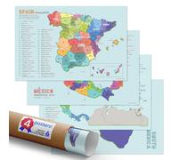 Spanish Language Country Maps for the Classroom - Spain, Mexico, Central America/Caribbean, & South America - Set of 4, 12 x 18 Inches