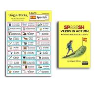 Spanish Learning Pack: Pocket Verb Book & Compact Sticker Set for Kids & Beginners