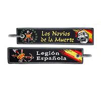 Spanish Legion Keyring The Bride and Groom of Death Army Armed Forces Spain Black Embroidered, Black/White, 14,5x3 cm