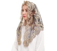 Spanish Mantilla Women's 1702 Veil, Gold and Black, 120cm60cm