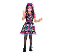 Spanish & Mexican Costume | Colorful Coco Skeleton | Girl | Size 116 | Halloween | Dress Up Clothes