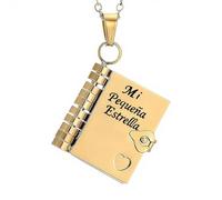 Spanish My Little Star Book Necklace for Daughter, Mi Pequeña Estrella Engravable 6-Page Openable Book Necklace,Adjustable Jewelry Charm Gift for Daughter Birthday Graduation (#C)