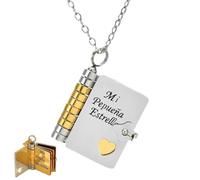 Spanish My Little Star Book Necklace, Mi Pequeña Estrella Engravable 6-Page Openable Book Necklace,Adjustable Charm Gift for Daughter Birthday Graduation (Mix)