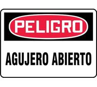 Spanish Open Hole/Agujero Abierto OSHA Danger Sign, Plastic 10" x 14", Made in USA - AccuformNMC, SHMCRT009VP