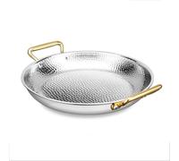 Spanish Paella Pan, Handmade Copper Frying Pan with Stainless Steel Double Ears, Nonstick Skillet Cookware for Authentic Spanish Dishes, 26cm Diameter