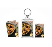 Spanish Paella Pan Souvenir Gift Set - Keychain, Magnet & Photo Wallets - Spain Cuisine Collectible (5 Pack)