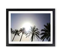 Spanish Palm Trees Modern Framed Wall Art Print, Ready to Hang Picture for Living Room Bedroom Home Office Décor, Black A4 (34 x 25 cm)