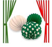 Spanish party paper Lanterns decoration 12 Units - Special Seville april Lanterns for Andalusian Festival Decoration - Special Design of Polka Dots and Colours - 20 cm Diameter (Green)