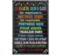 Spanish Posters for Classrooms Decorations Motivational Class Rules Poster Back to School Teacher Supplies Espa?ol Kindergarten Elementary Middle High 8x12 Inch
