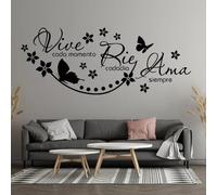 Spanish Proverb: Live in The Moment, Laugh Every Day, Love Forever. Bedroom Home Decor Decals.