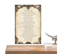 Spanish Psalm Wall Sign | Inspirational Religious Poster Rustic Style Spanish Wall Decor for Hotel Garden Indoor Thanksgiving Holiday Party Home Bedroom Dorm