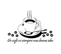 Spanish Quotes Coffee Shop Store Cafe Wall Stickers Paster Paper 34x45.5cm Self Adhesive Black