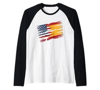 Spanish Roots Half American Flag USA Spain Raglan Baseball Tee