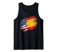 Spanish Roots Half American Flag USA Spain Tank Top