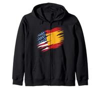 SPANISH ROOTS Half American Flag USA SPAIN Zip Hoodie