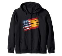 SPANISH ROOTS Half American Flag USA SPAIN Zip Hoodie