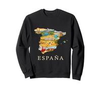 Spanish Roots Map - Barcelona Madrid Seville Spain Souvenir Sweatshirt